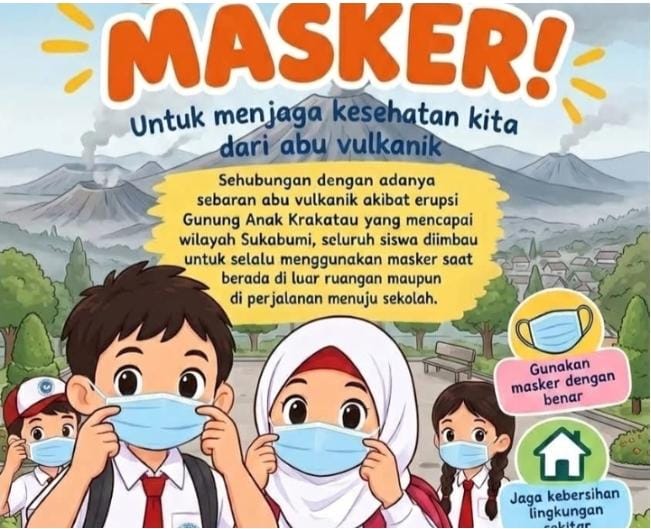 Abu Vulkanik Jadi Perhatian, SDN 1 Pawenang Imbau Siswa Disiplin Pakai Masker